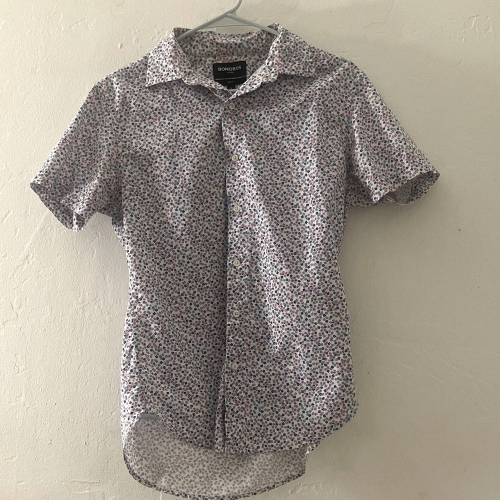 Bonobos Men's Short Sleeve Shirt - Blue and Pink Floral